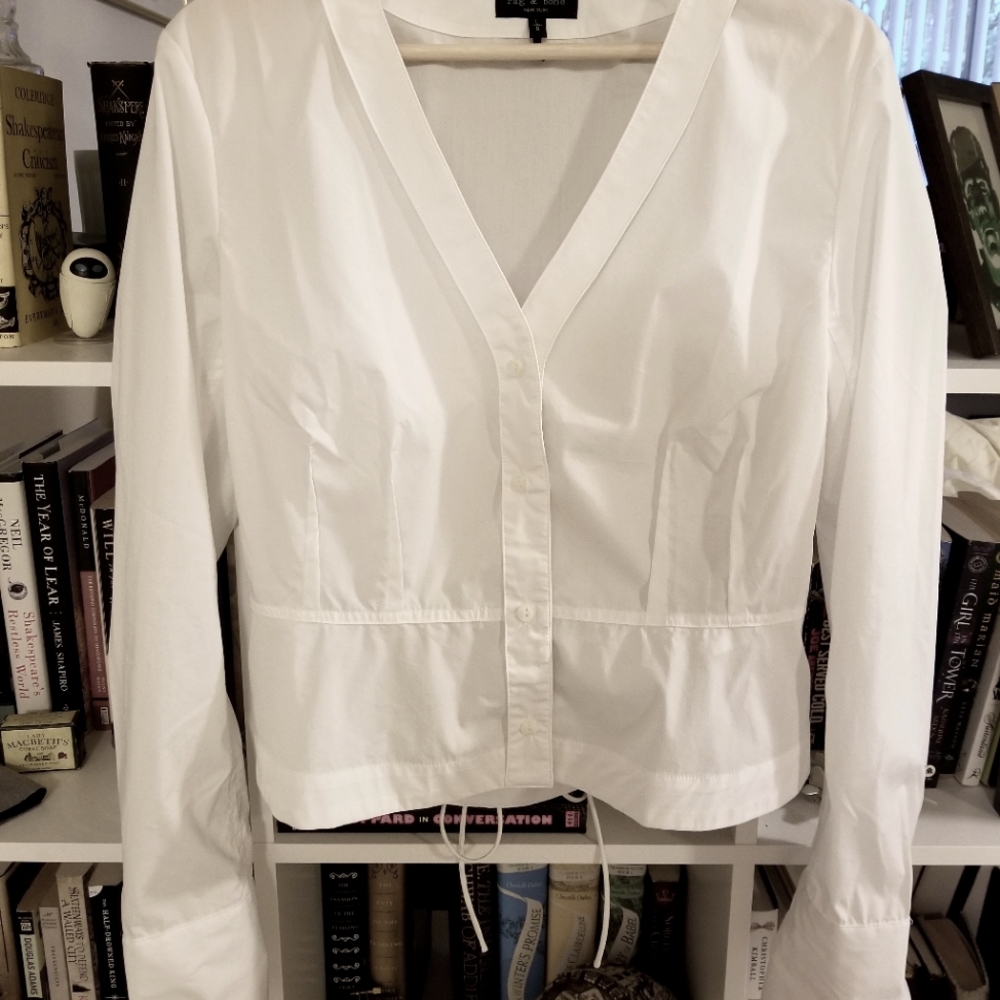Rag and Bone Cropped White Button Up